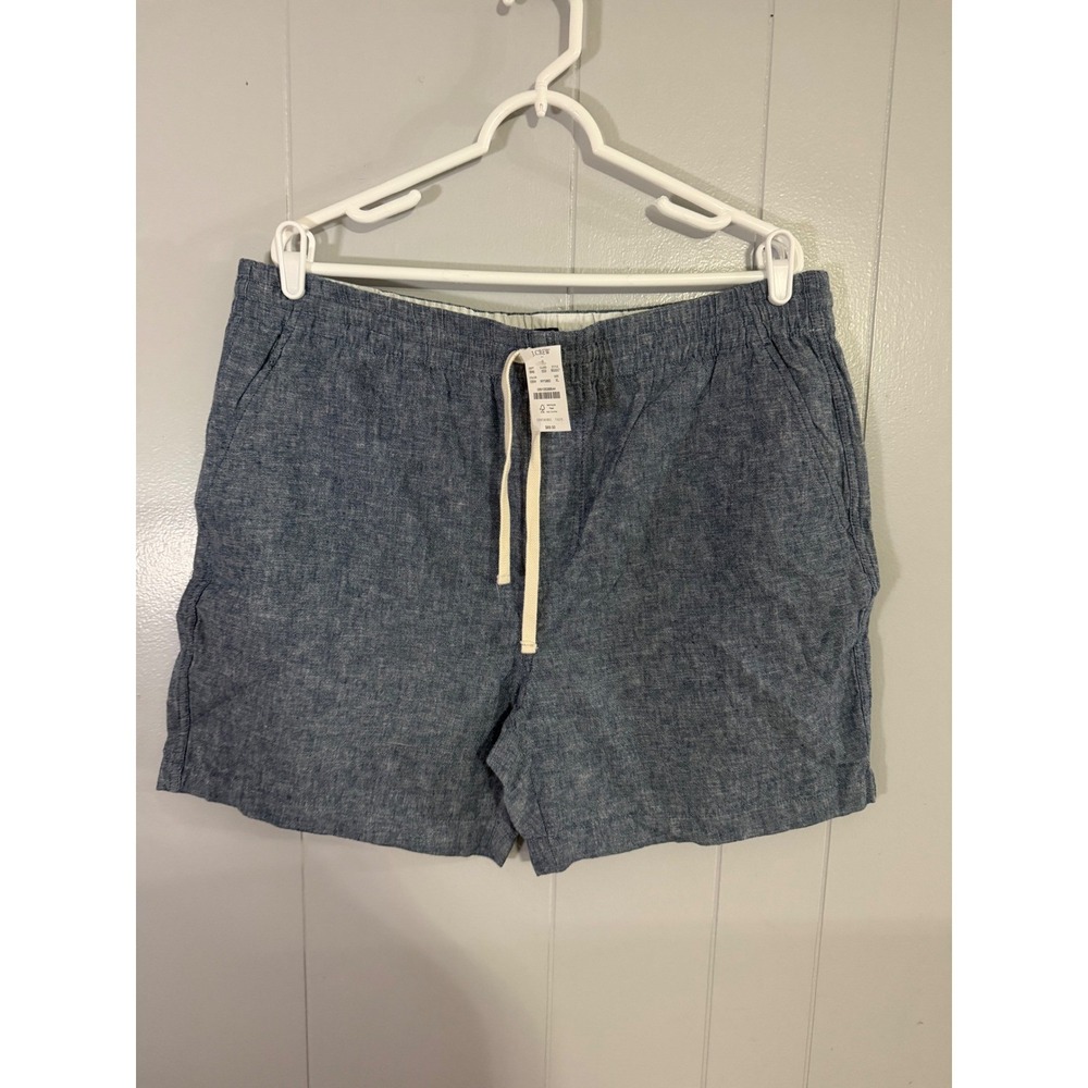 NWT J.Crew Dock Shorts Mens XL Blue Linen Cotton Blend BG557 WY5883